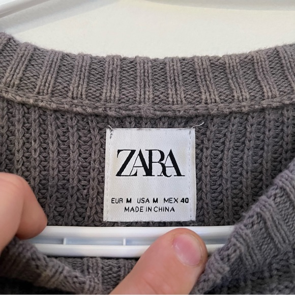 (M) Zara knit sweater grey/black/white warm oversized - Picture 2 of 3